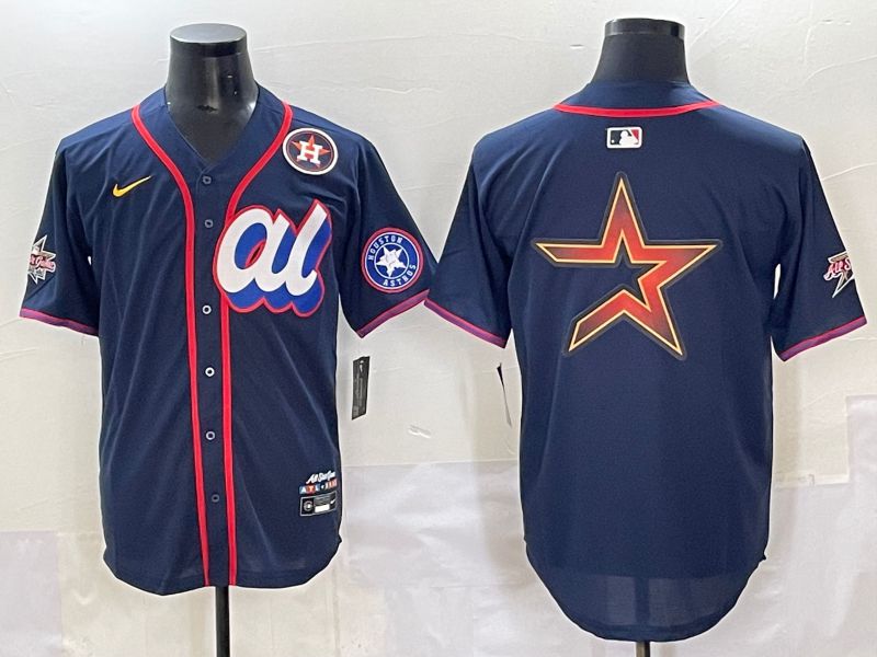 Men 2025 Houston Astros Blank Drak Blue All star Nike MLB Jersey style 6->houston astros->MLB Jersey